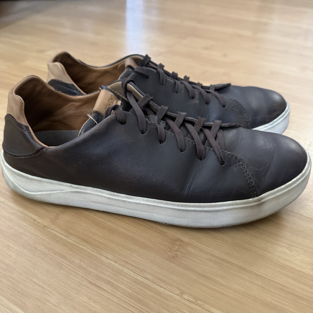 Olukai Lae'ahi Li 'Ili Dark Brown Leather Shoes Sneakers Men Size 10 / 43 Casual
